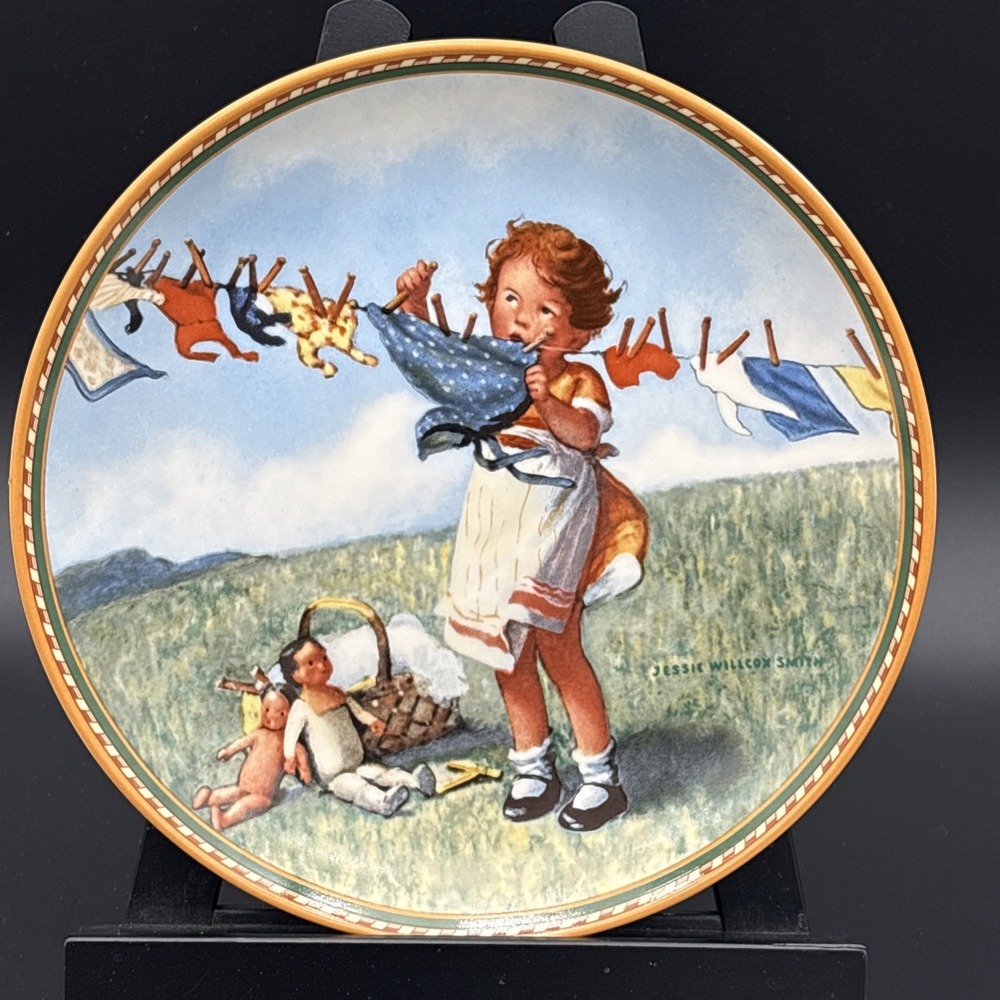Vintage 1988 Edwin M Knowles "Wash Day for Dolly" Collector Plate w/ COA & Box
